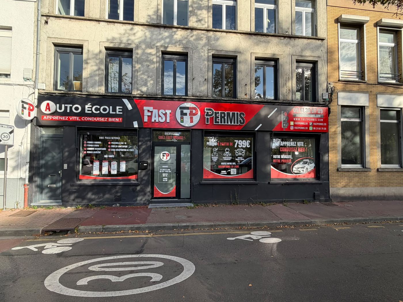 L'auto-école Fast Permis Lille vue de la rue